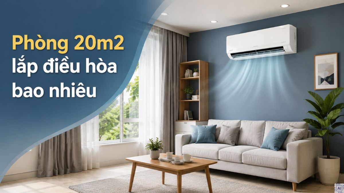 Phòng 20m2 lắp điều hòa bao nhiêu để máy chạy bền, không tốn điện?