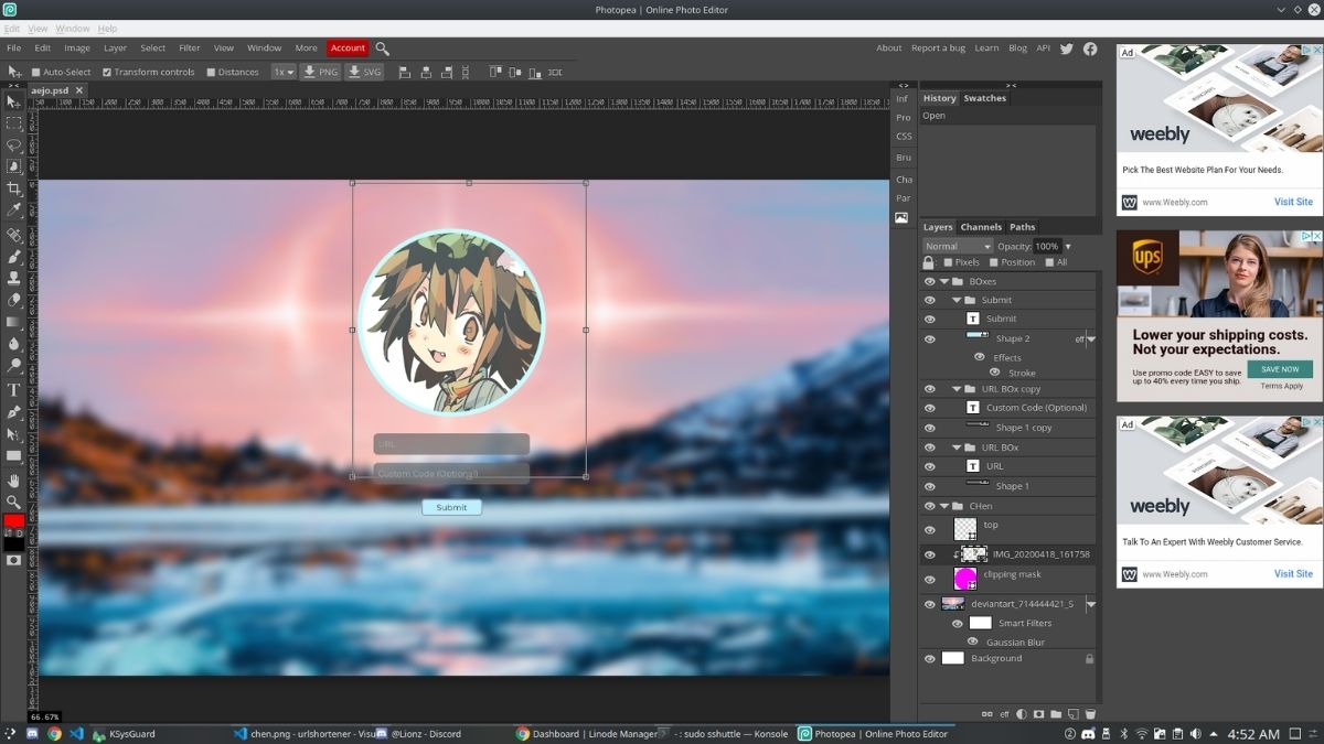 Layer mask trong Photopea giúp chỉnh hiệu quả