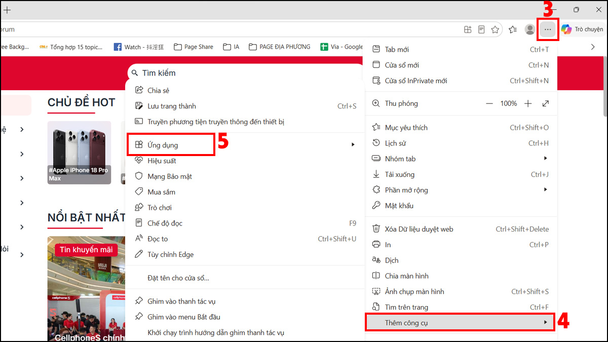 Ghim website bằng Microsoft Edge: