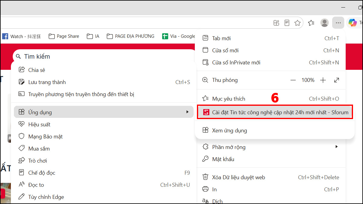 Ghim website bằng Microsoft Edge: