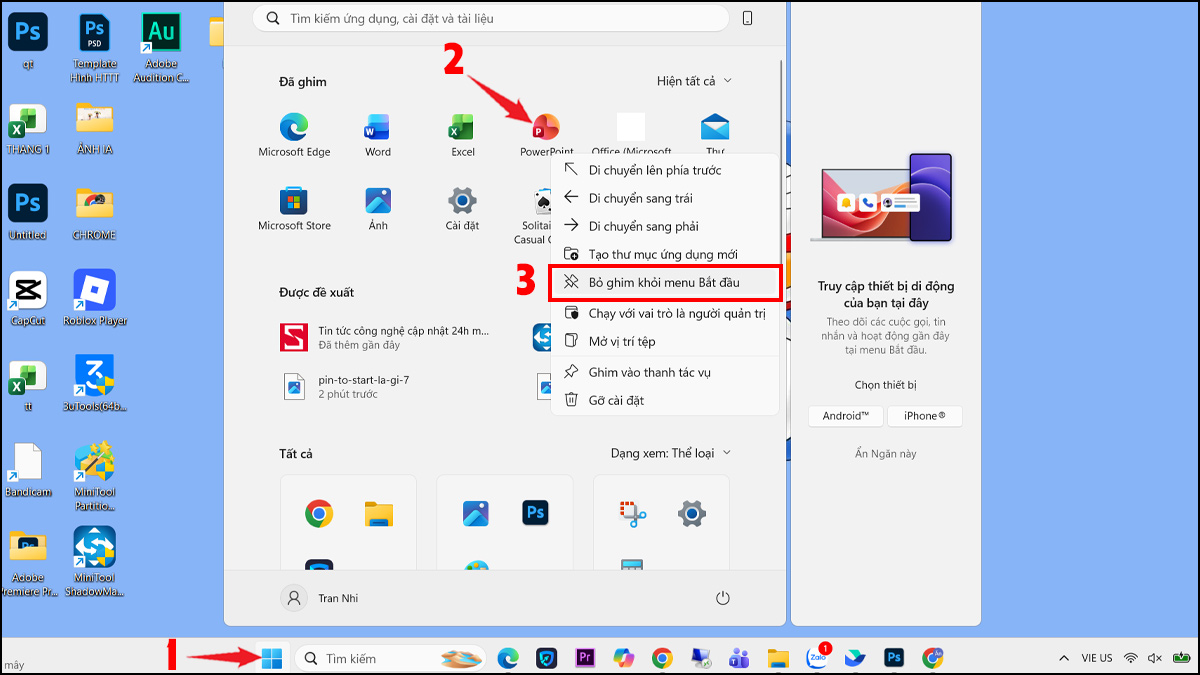 Cách bỏ ghim ứng dụng khỏi Start Menu nhanh chóng