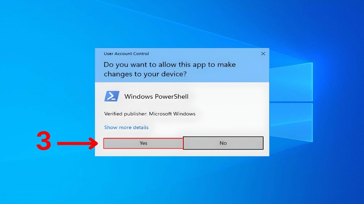 Xác nhận quyền để mở PowerShell