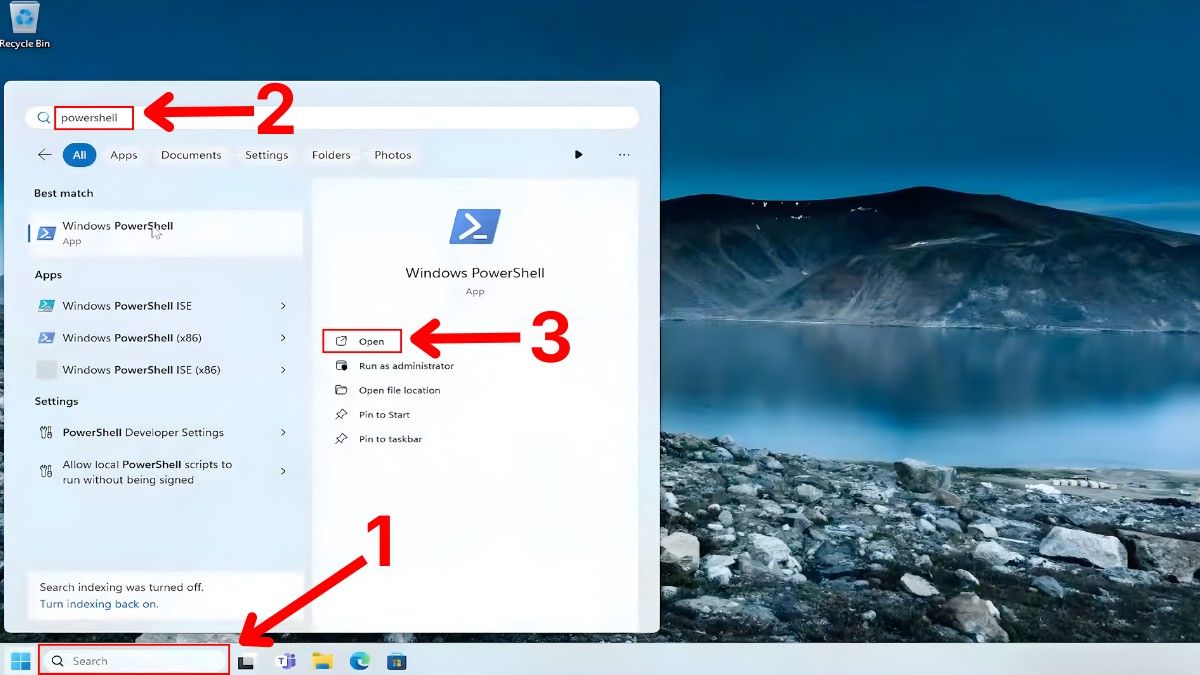 Mở PowerShell trên Windows 10/11