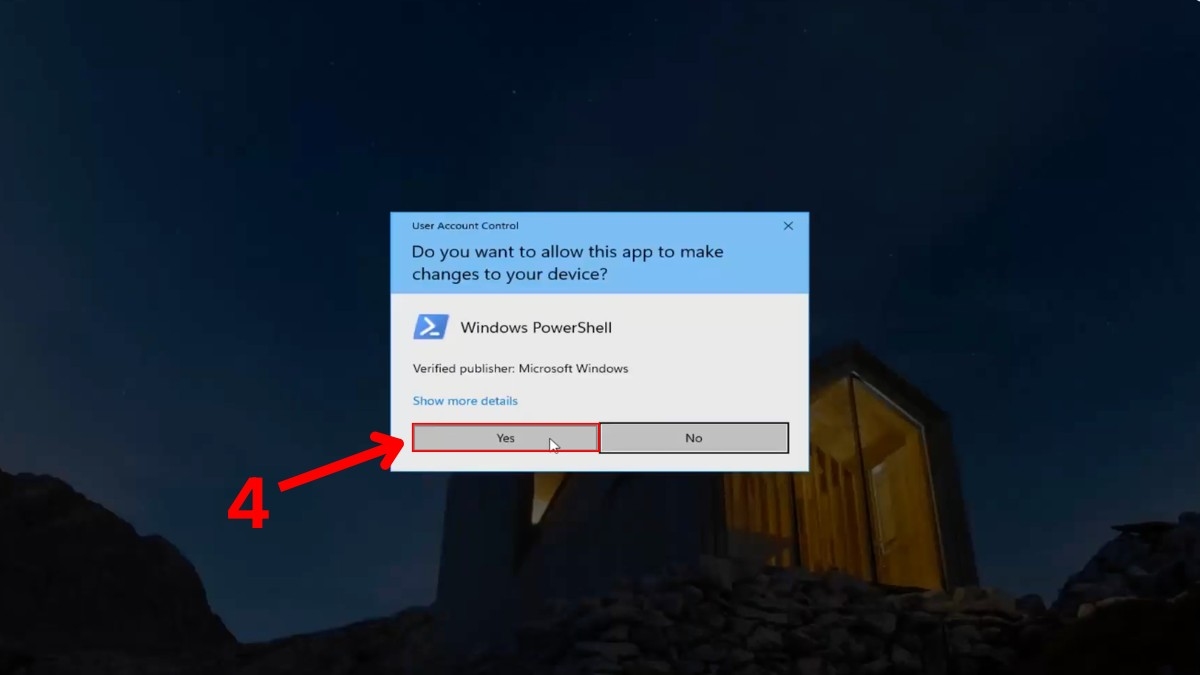 Mở PowerShell với quyền Admin