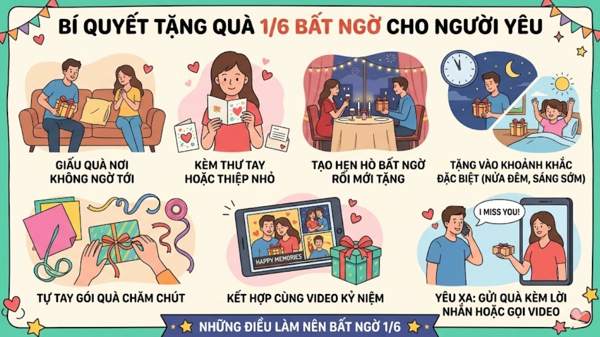 Cách tặng quà 1/6 khiến người yêu bất ngờ