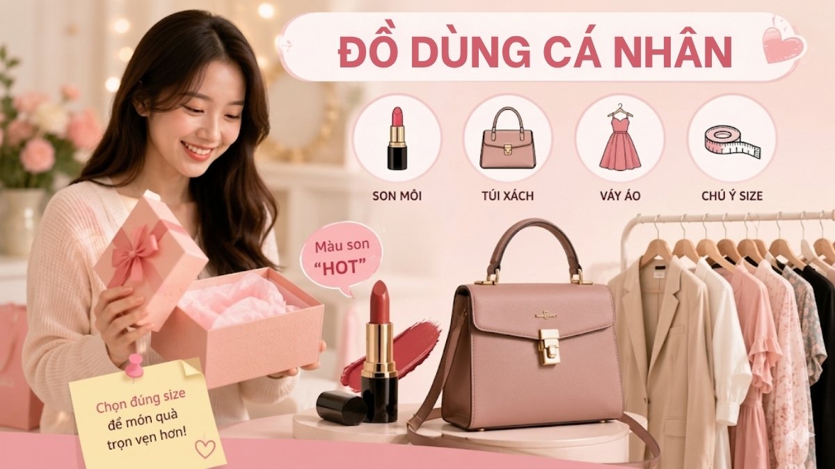 Đồ dùng cá nhân (mỹ phẩm, túi xách, quần áo,....) luôn được nữ giới yêu thích