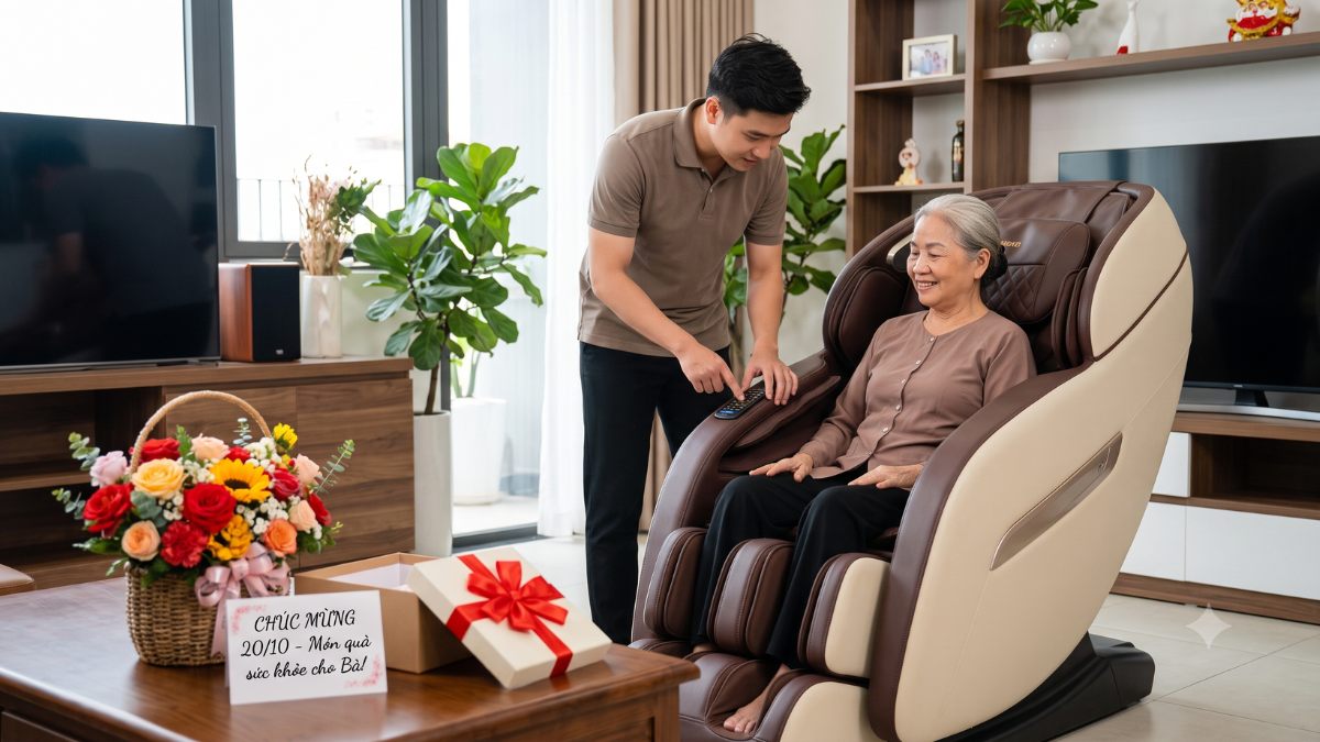Ghế massage toàn thân làm quà 20/10 cho bà