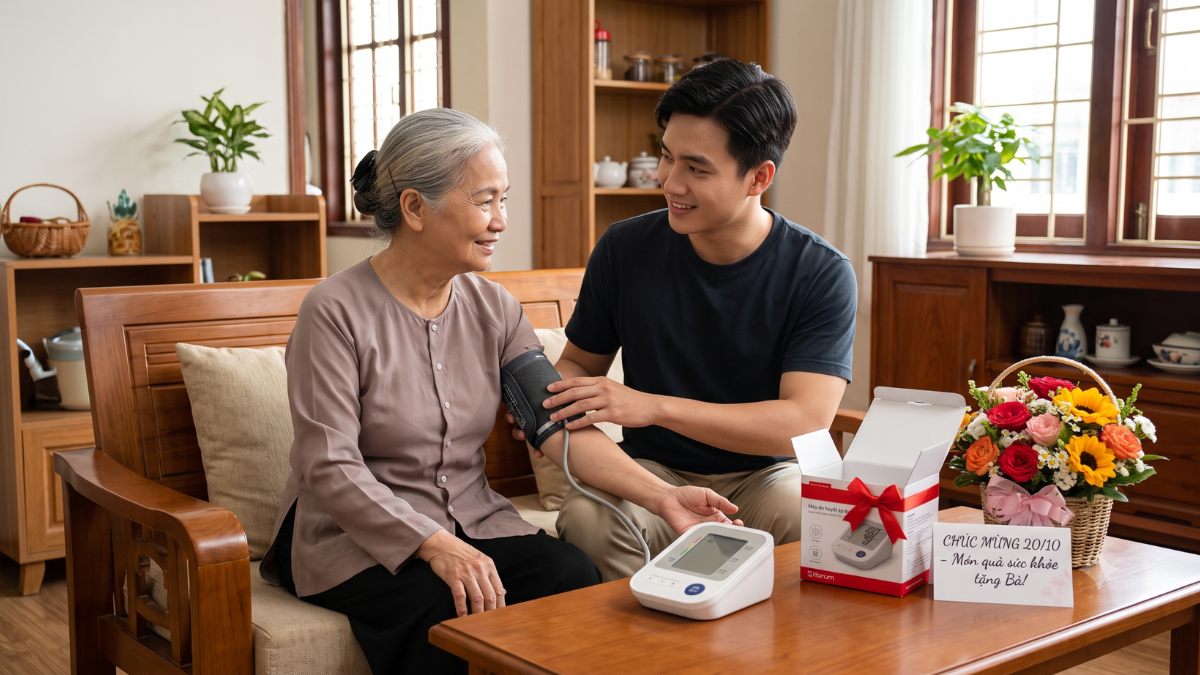 Máy đo huyết áp là một món quà ý nghĩa dành tặng bà