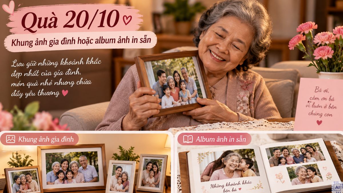 Quà tặng 20/10 cho bà Khung ảnh gia đình hoặc album ảnh in sẵn