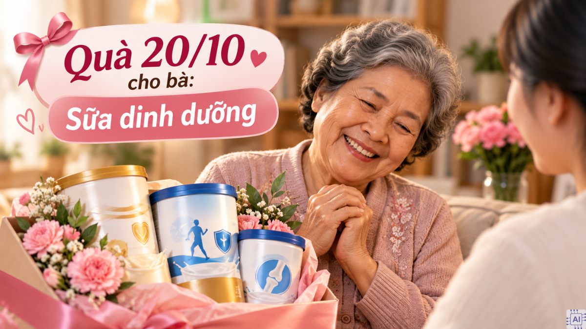 Tặng sữa dinh dưỡng cho bà vào ngày 20/10