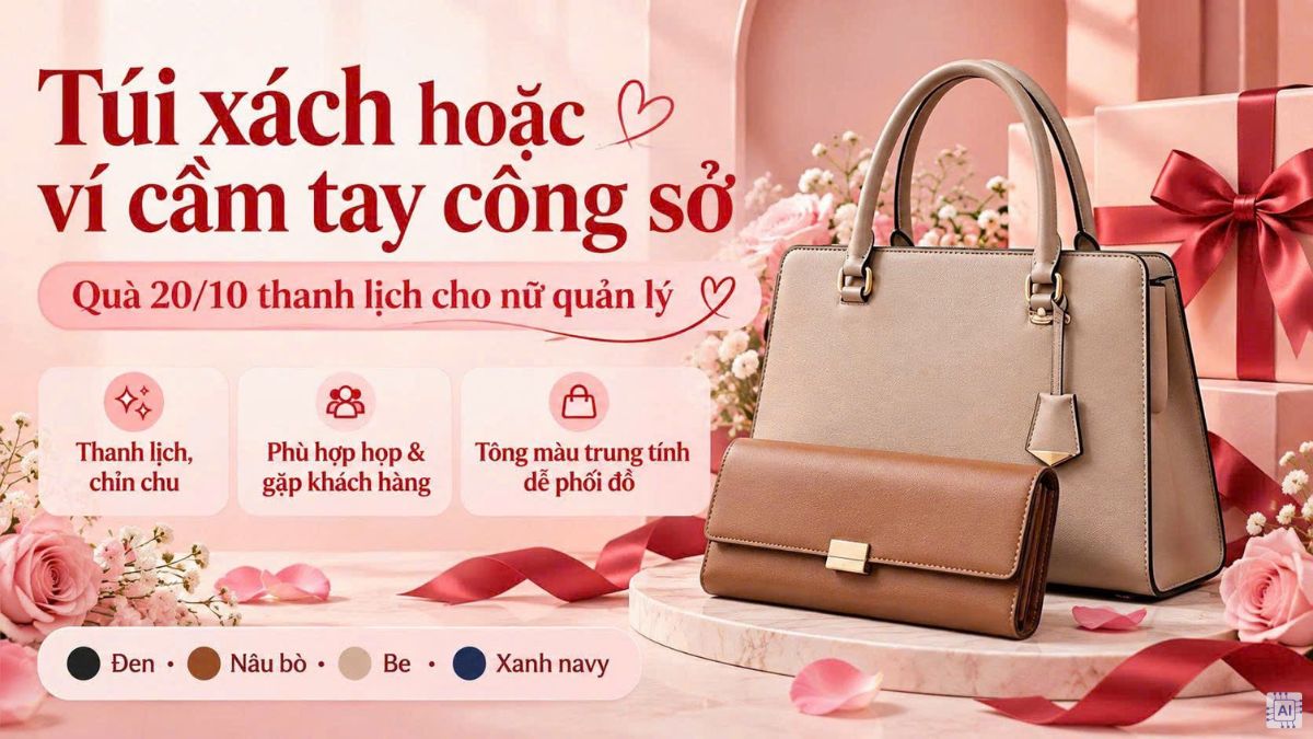 Túi xách hoặc ví cầm tay công sở là món quà 20/10 ý nghĩa