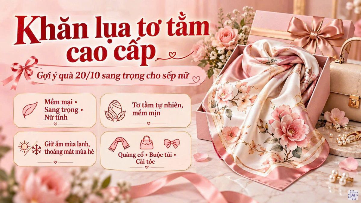 Tặng sếp nữ khăn lụa tơ tằm