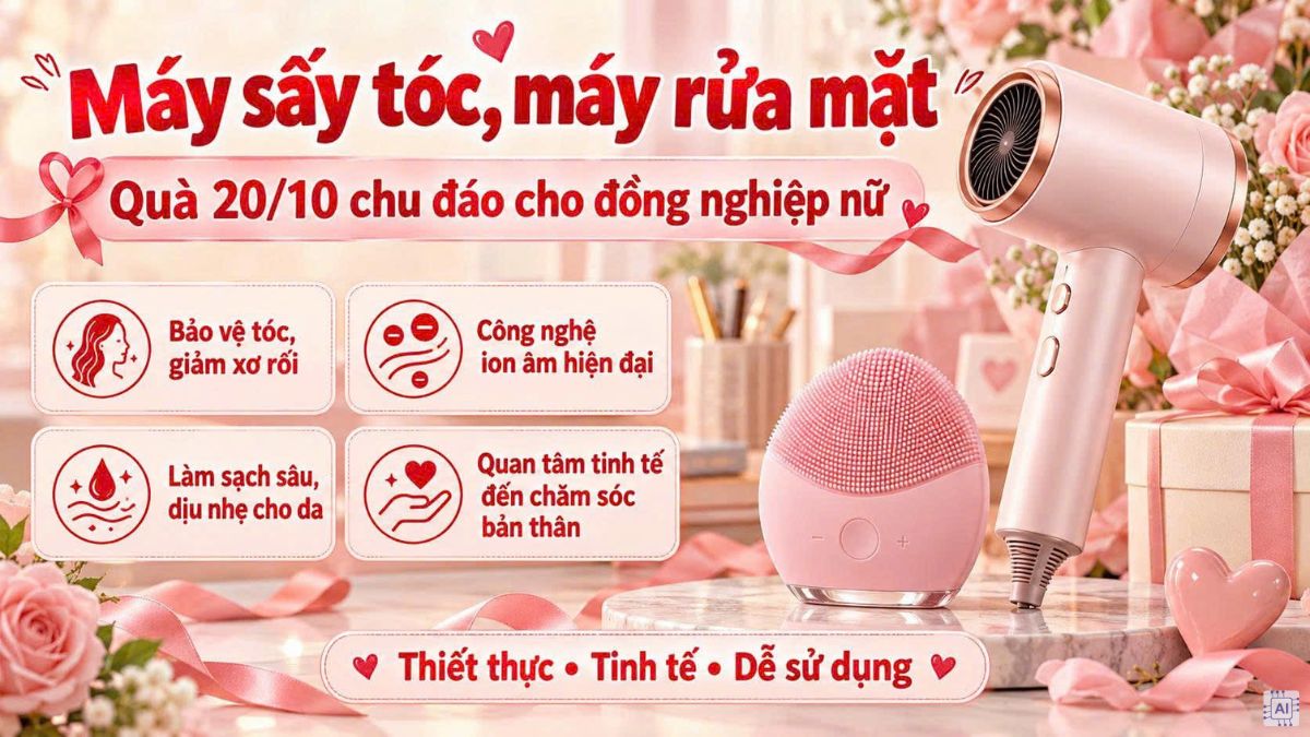 Máy sấy tóc, máy rửa mặt là món quà tặng 20/10 cho đồng nghiệp nữ
