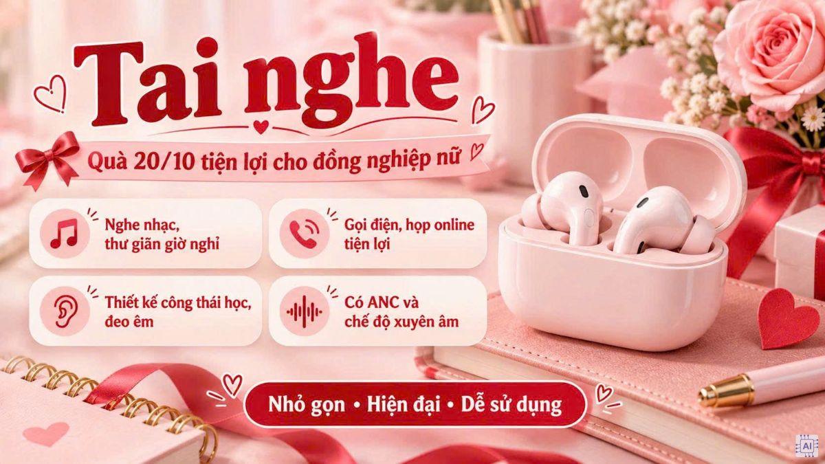 Tai nghe là món quà tặng 20/10 cho đồng nghiệp nữ