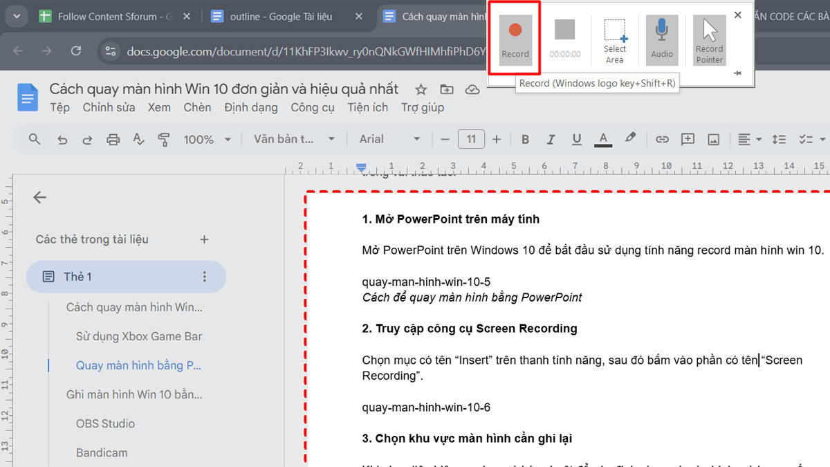 Cách để quay màn hình Win 10 bằng PowerPoint