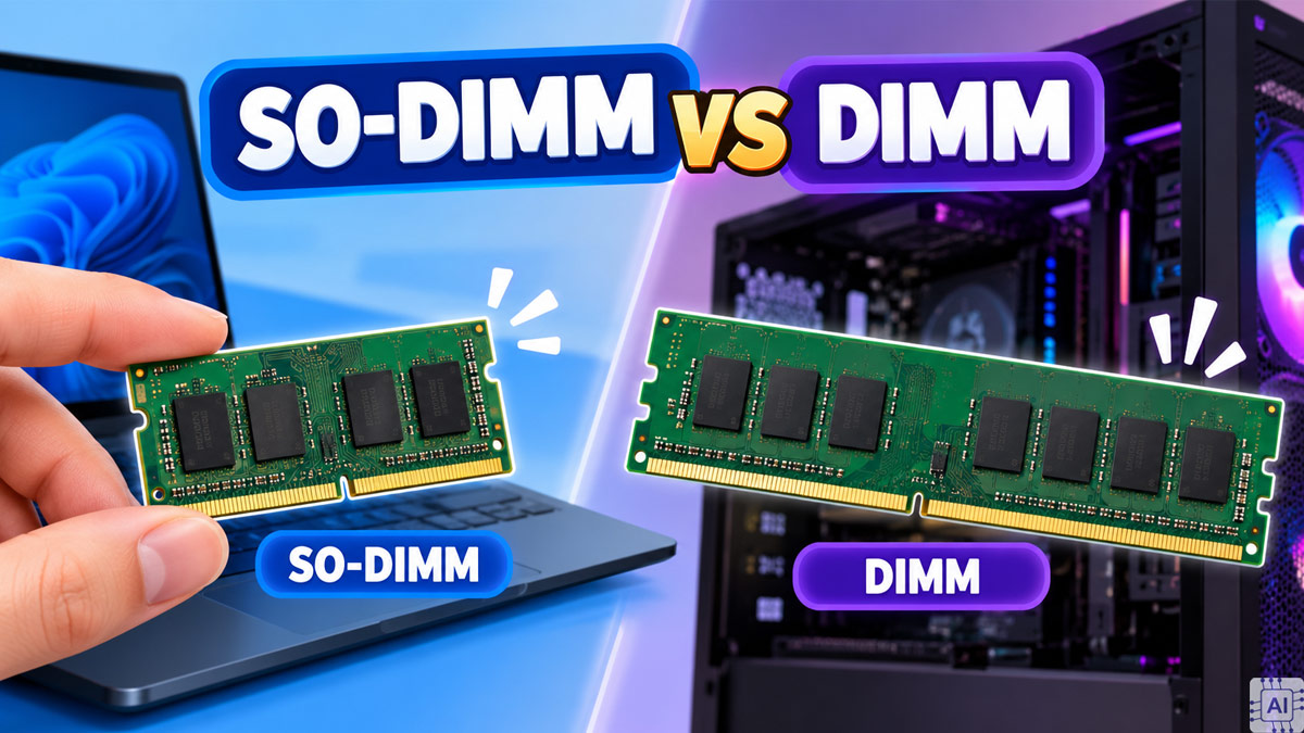RAM laptop và PC khác nhau rõ ràng về kích thước