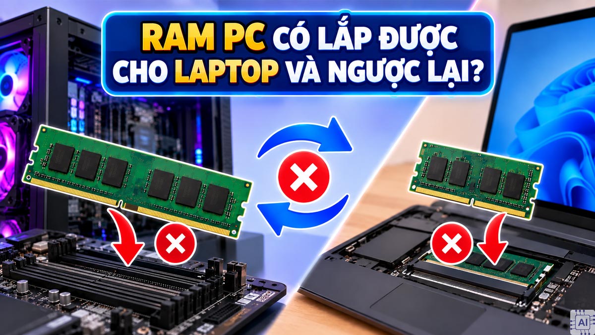 RAM PC có lắp được cho laptop và ngược lại không?