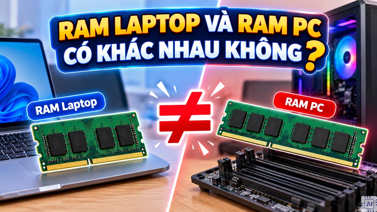 RAM laptop và PC có khác nhau không? Có dùng chung được không?
