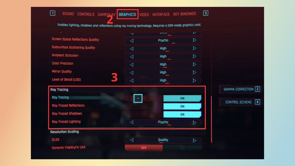 Cách bật Ray Tracing trong game Cyberpunk 2077