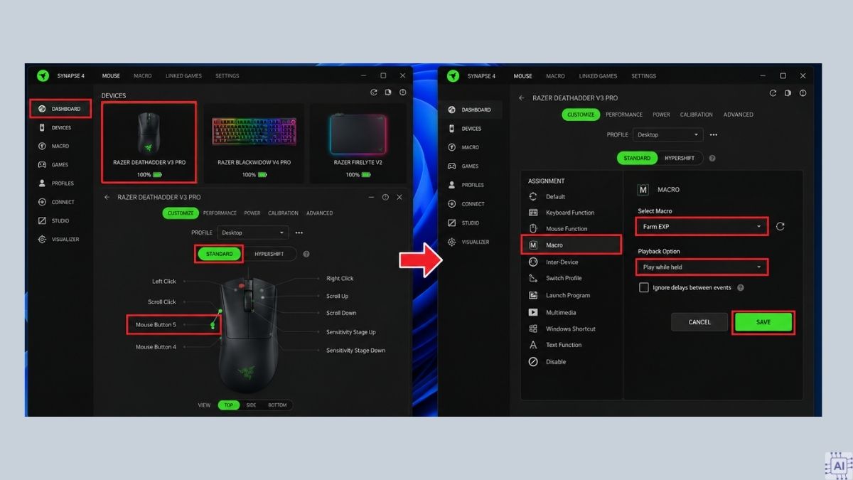 Cài đặt Macro và gán nút với Razer Hypershift