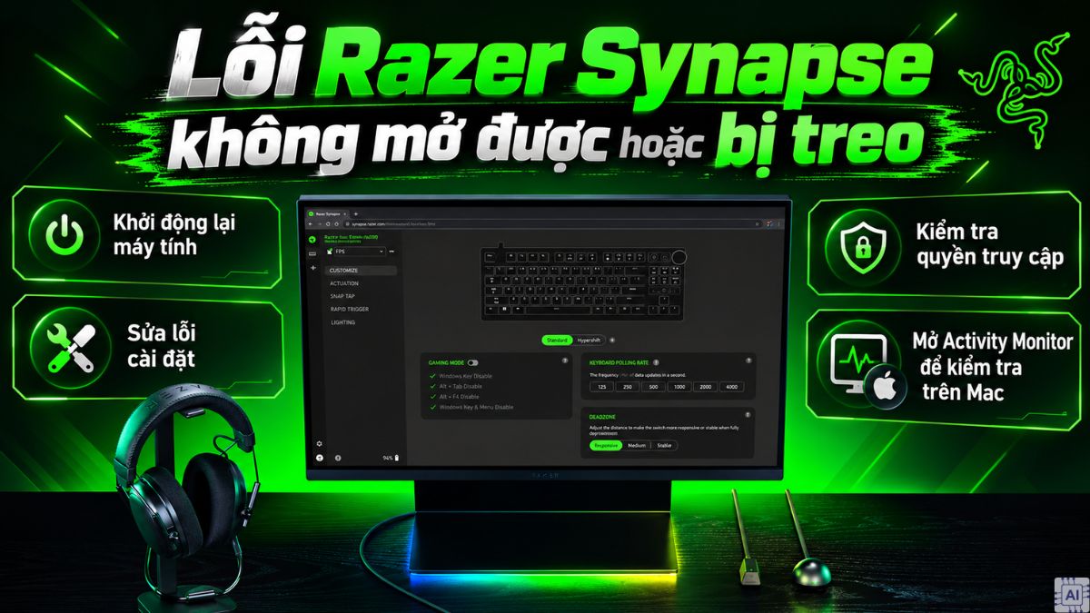 Lỗi Razer Synapse không mở được hoặc bị treo