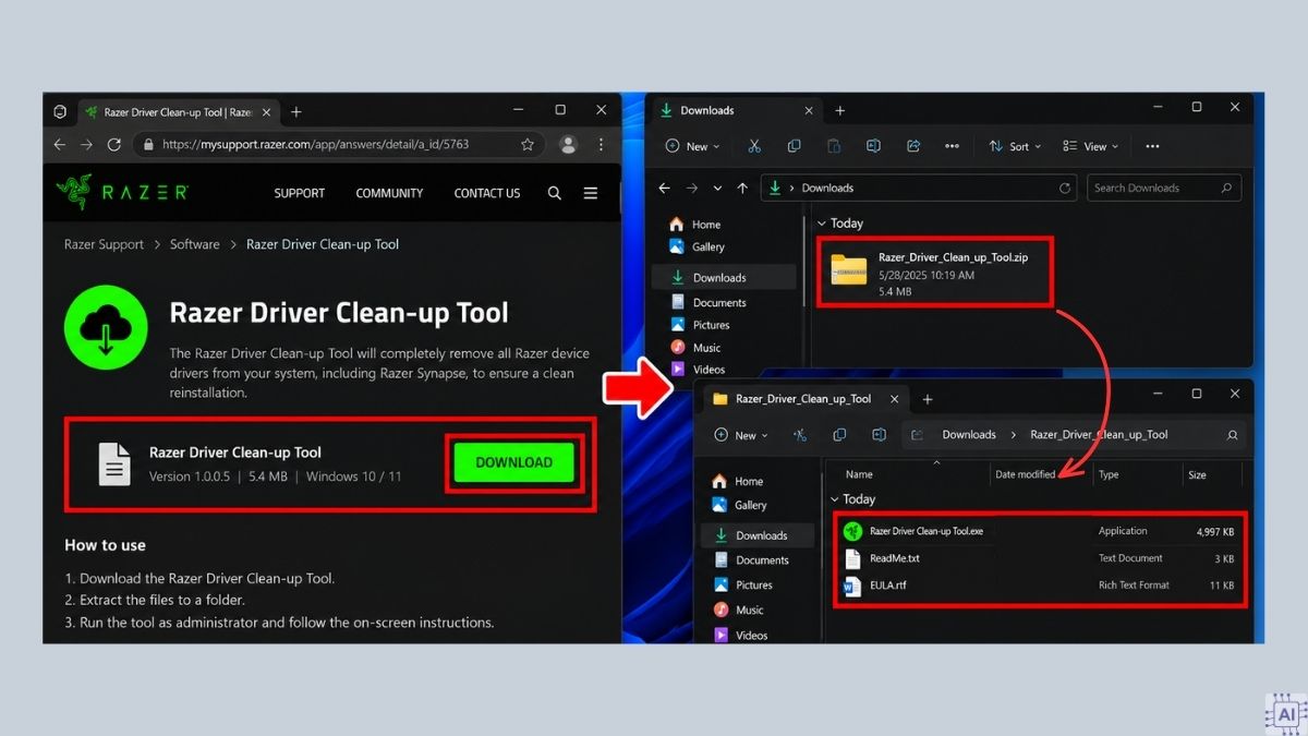 Cách gỡ cài đặt sạch bằng Razer Driver Clean-up Tool