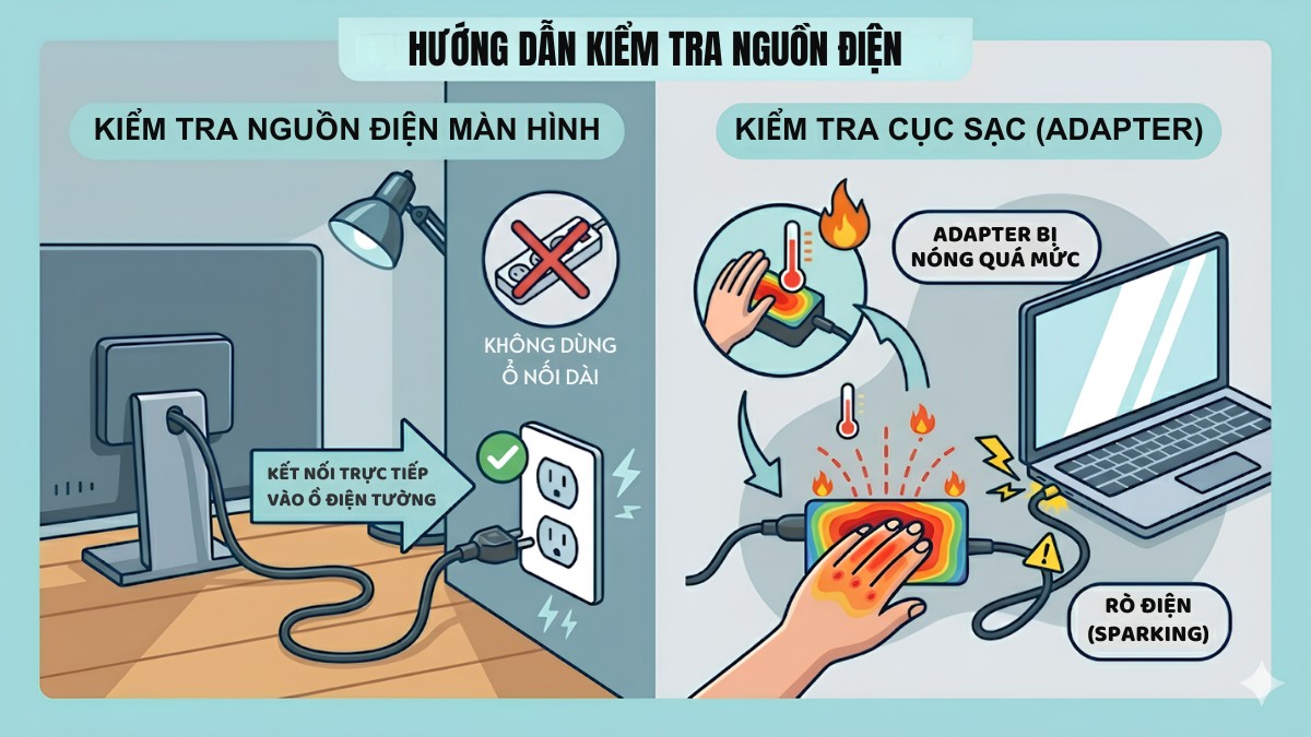 Kiểm tra nguồn điện cung cấp cho màn hình máy tính PC