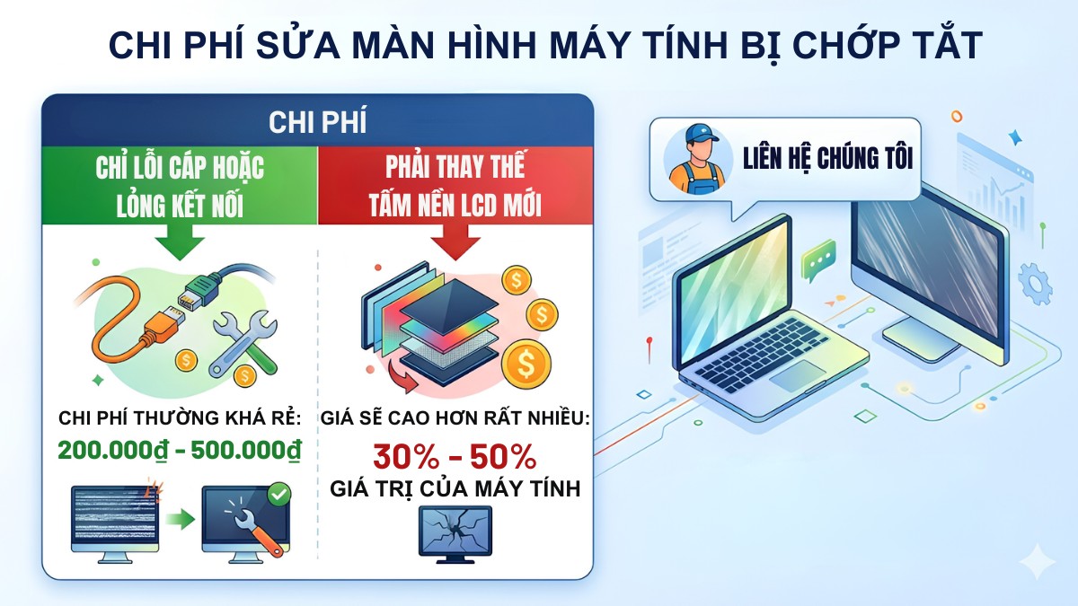 Chi phí sửa màn hình máy tính bị chớp tắt