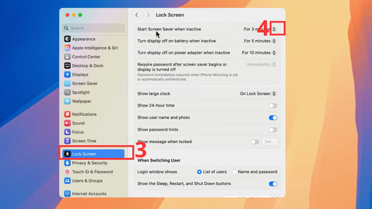 Tắt màn hình chờ trên macOS