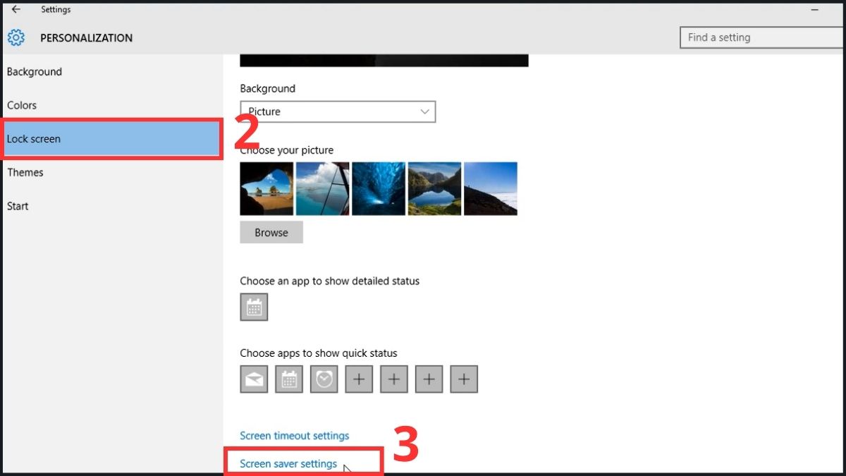 Cách bật Screen Saver trên Windows 10