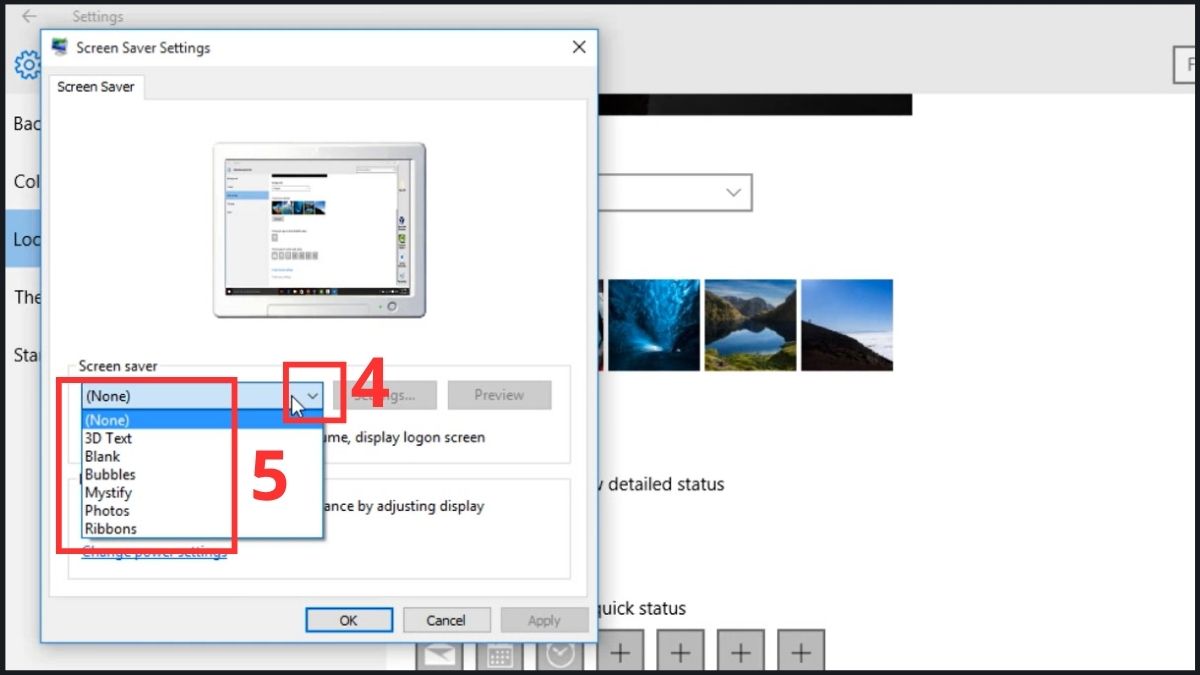 Cách bật Screen Saver trên Windows 10