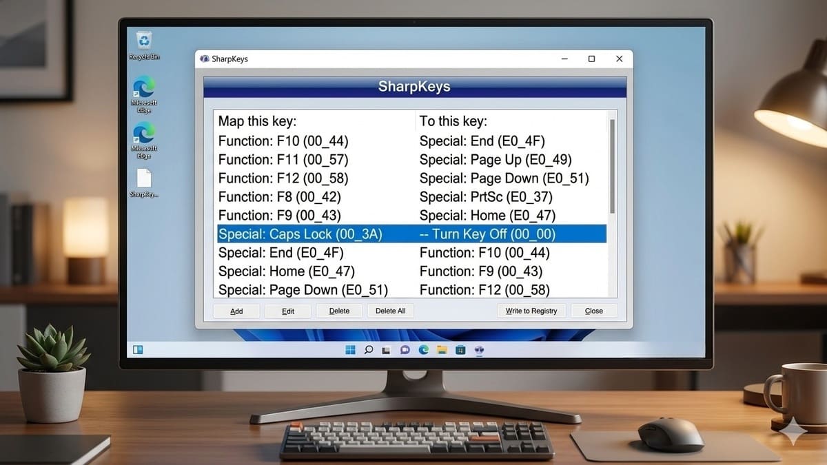 Phần mềm remap phím SharpKeys