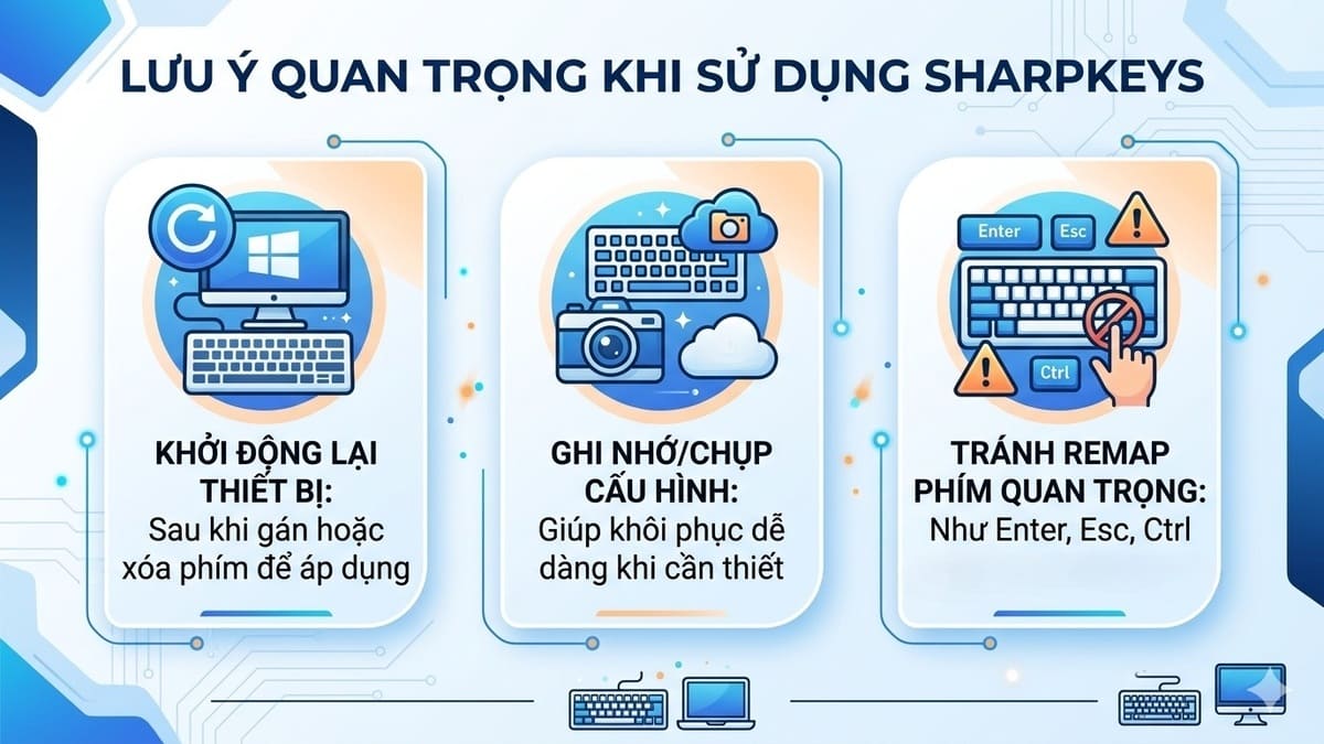Những lưu ý quan trọng khi sử dụng SharpKeys