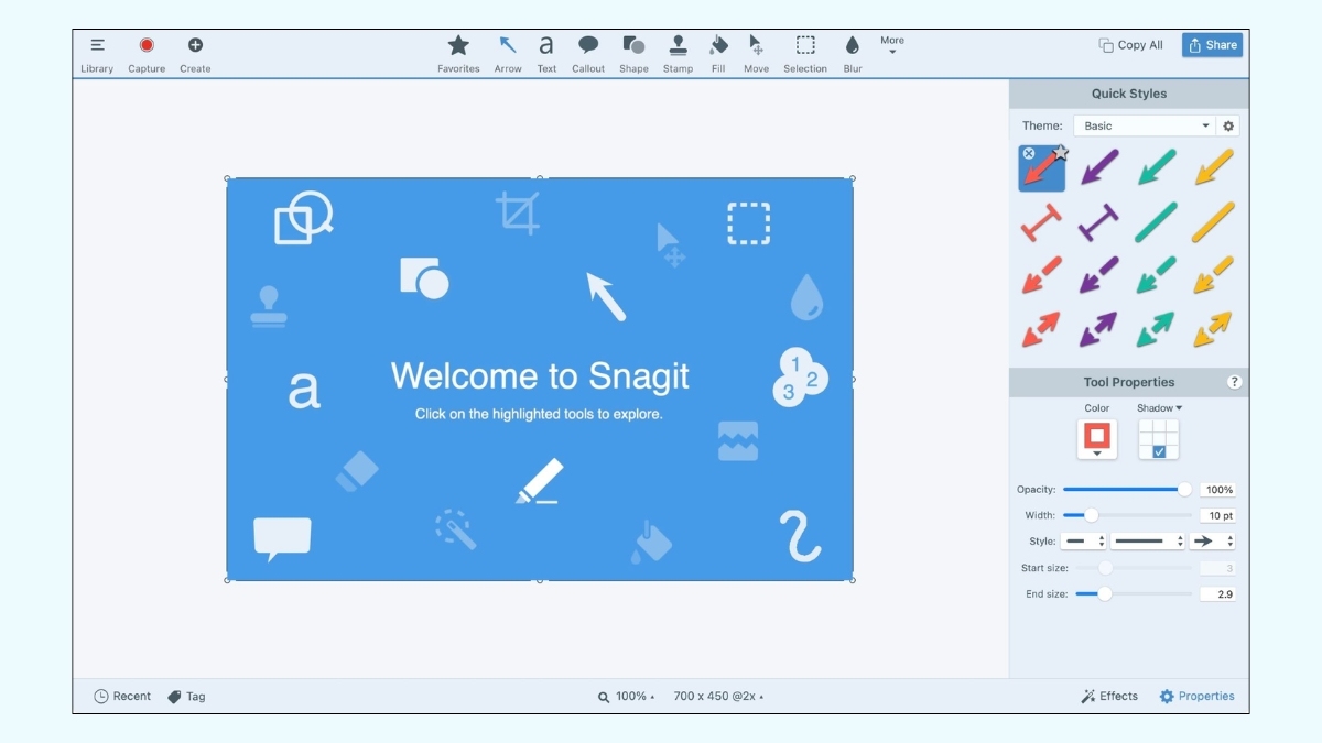 Snagit có giao diện hiện đại, dễ thao tác