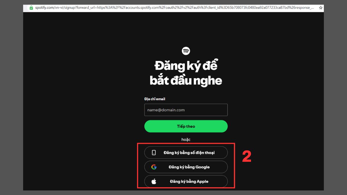Các bước để đăng ký tài khoản Spotify mới