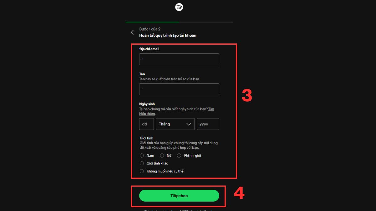Các bước để đăng ký tài khoản Spotify mới
