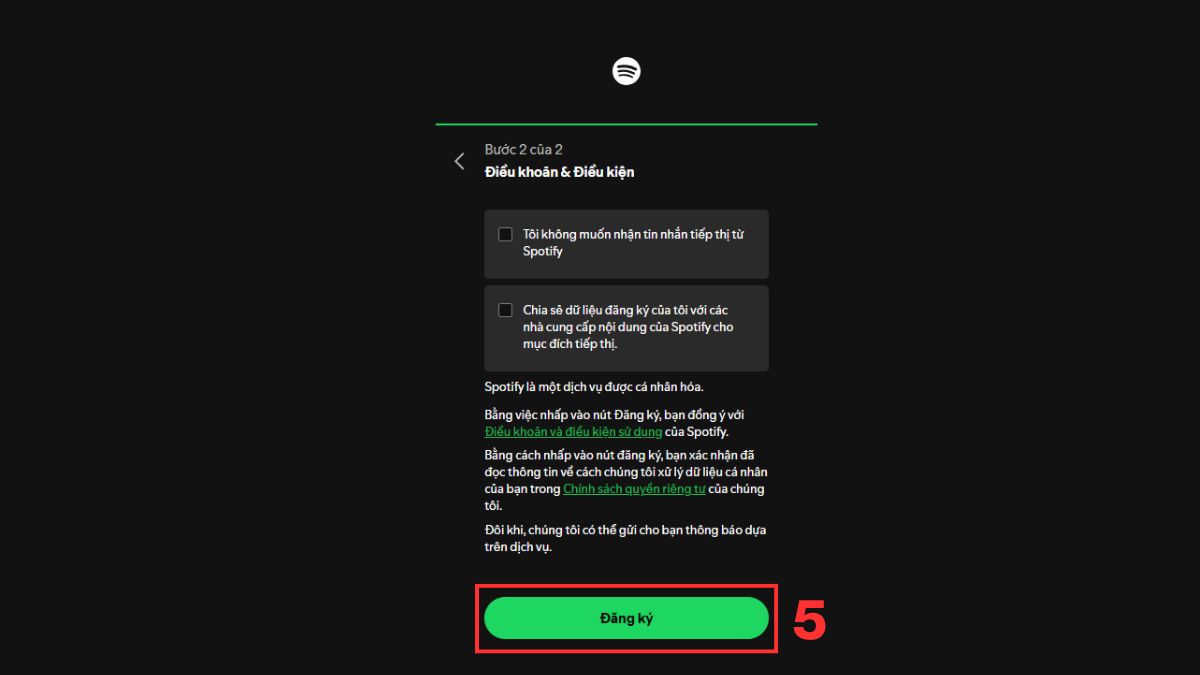 Các bước để đăng ký tài khoản Spotify mới