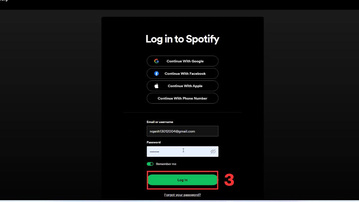 Hoàn tất đăng nhập Spotify trên PC