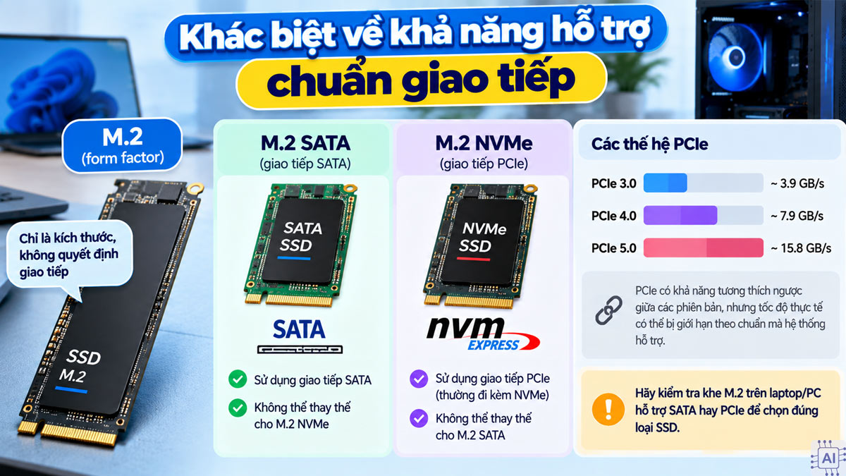 Kiểm tra khe M.2 để chọn đúng SSD