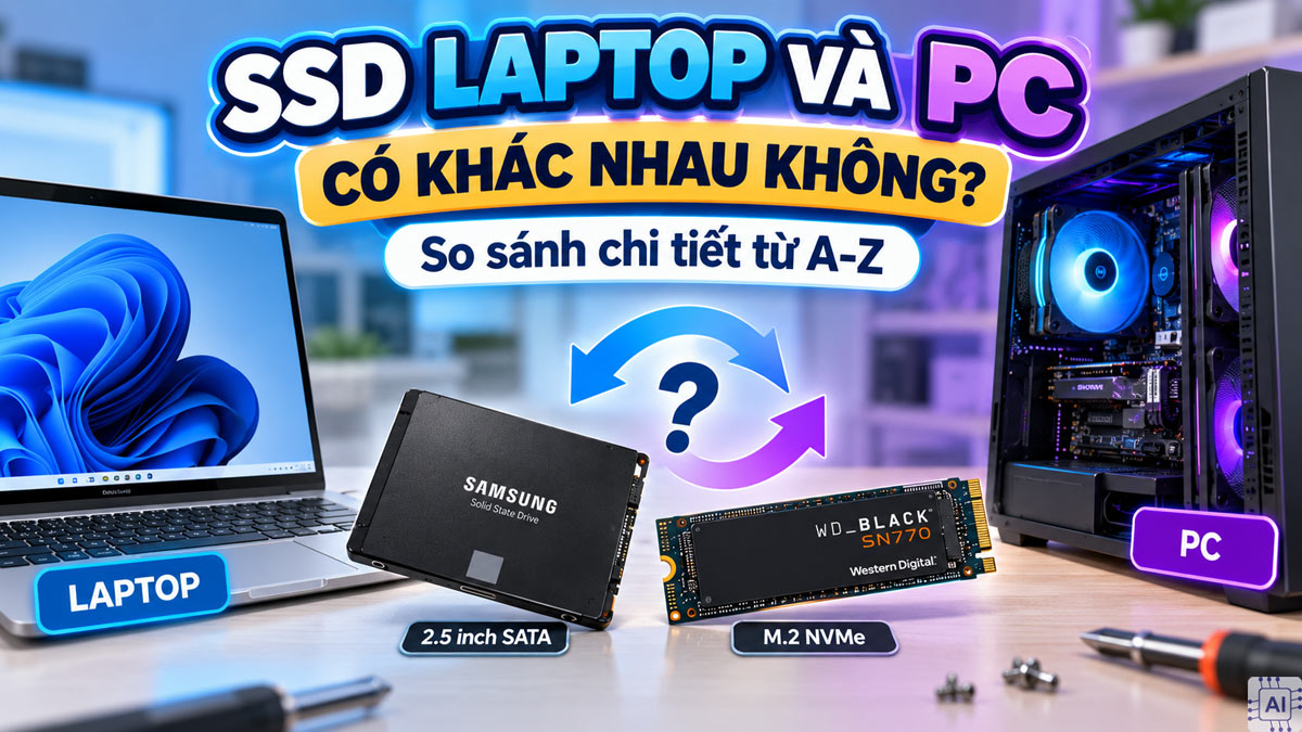 SSD laptop và PC có khác nhau không? So sánh chi tiết từ A-Z