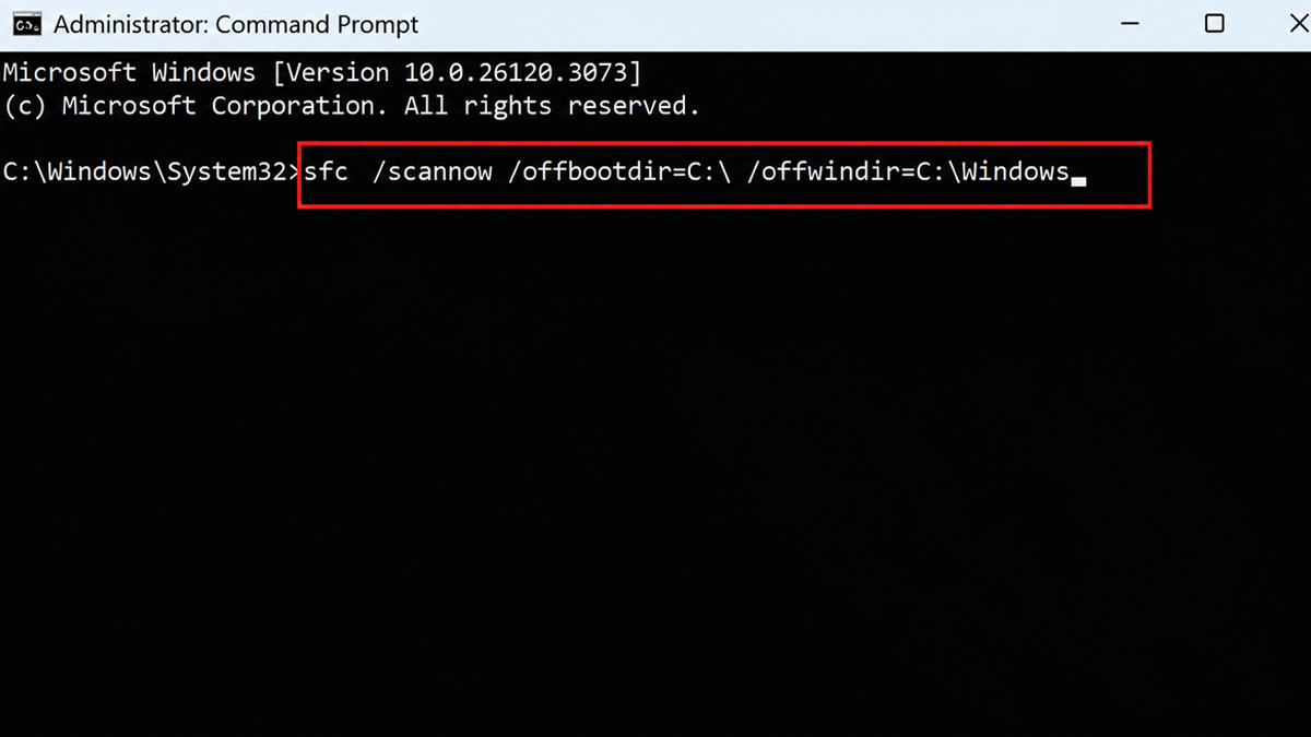 Kiểm tra và sửa lỗi khởi động bằng Command Prompt