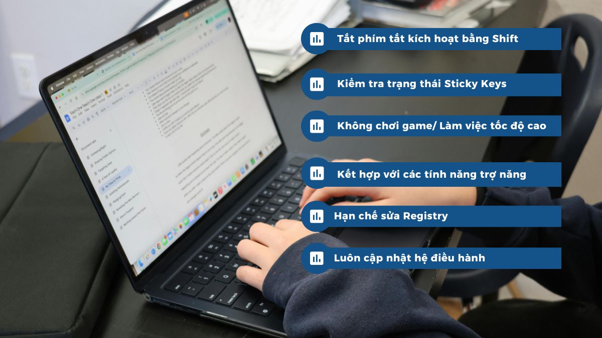 Những lưu ý khi sử dụng tính năng Sticky Keys