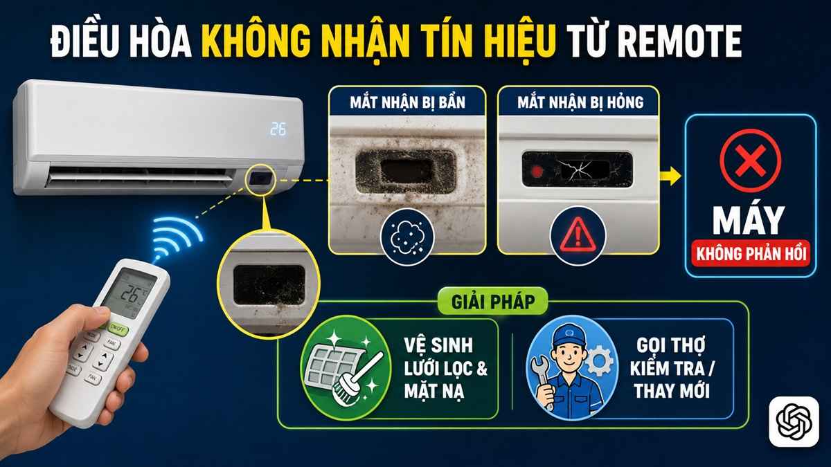 Điều hòa không nhận tín hiệu từ remote