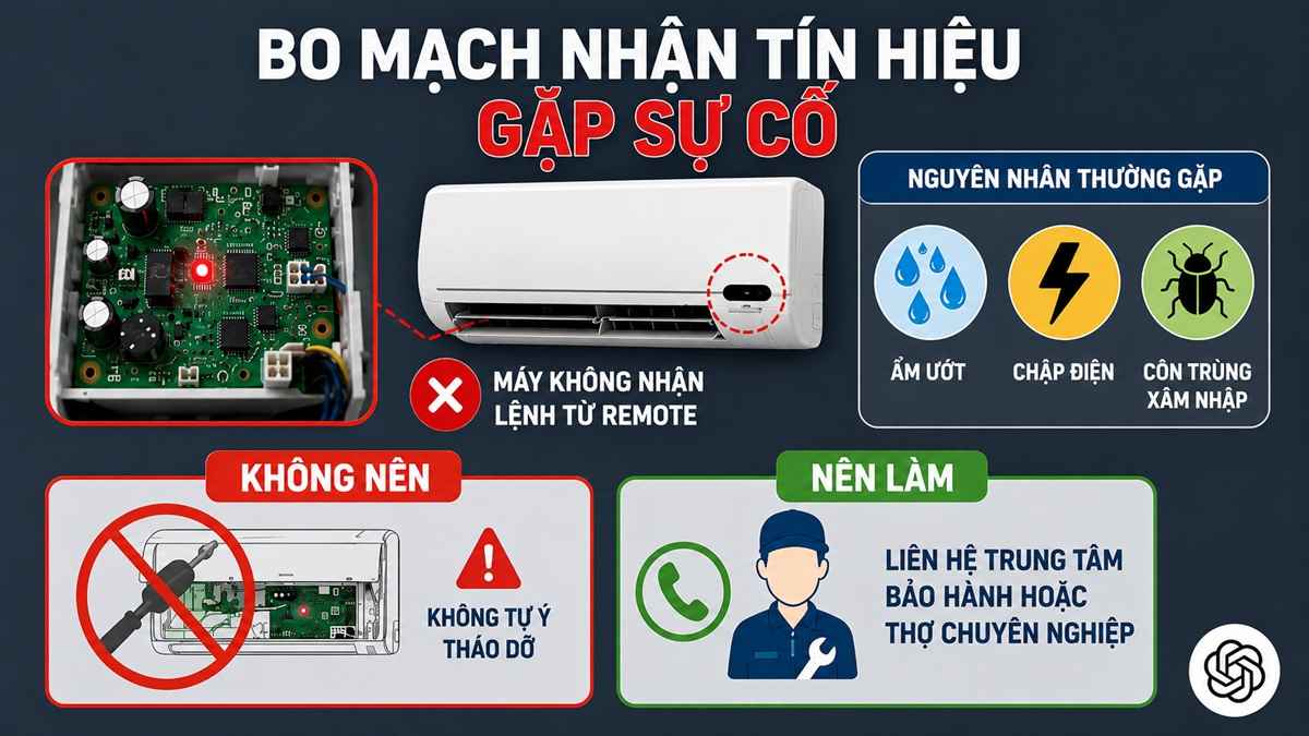 Bo mạch nhận tín hiệu trên dàn lạnh gặp sự cố