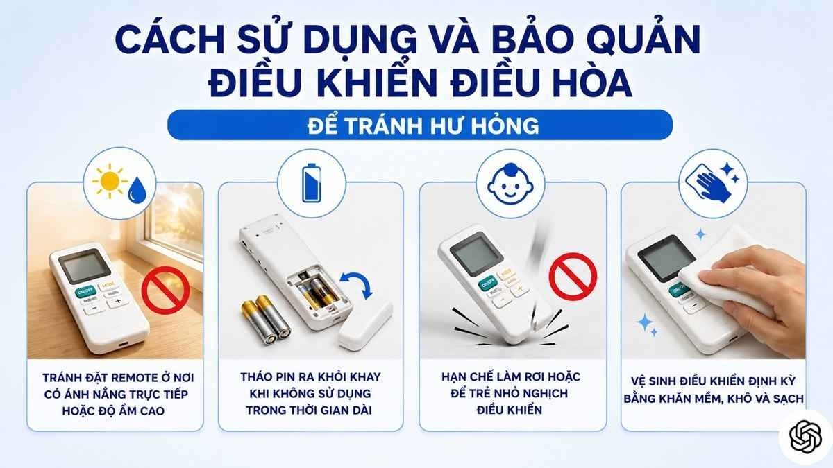 Cách sử dụng và bảo quản điều khiển điều hòa để tránh hư hỏng