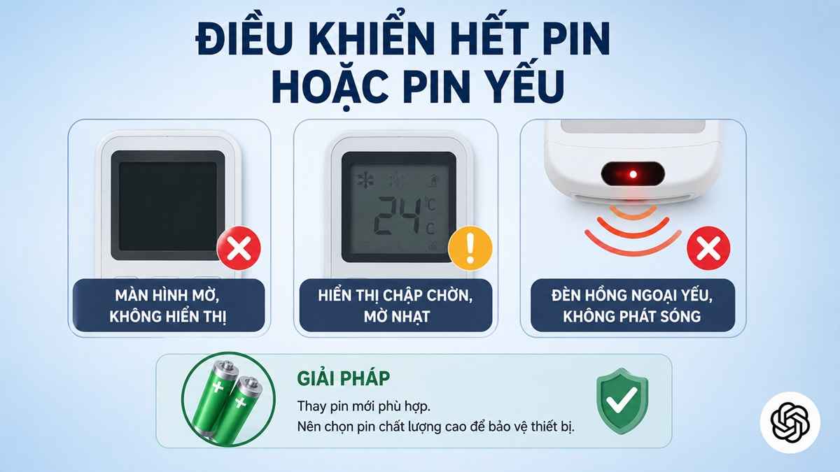 Điều khiển hết pin hoặc pin yếu