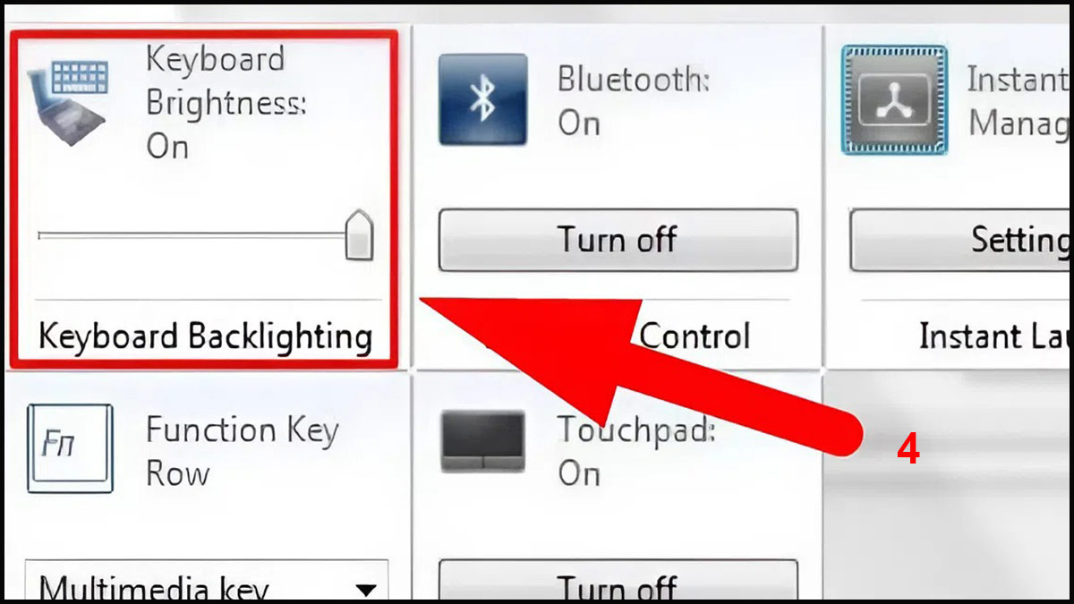 Bật đèn bàn phím laptop Dell qua Windows Mobility Center