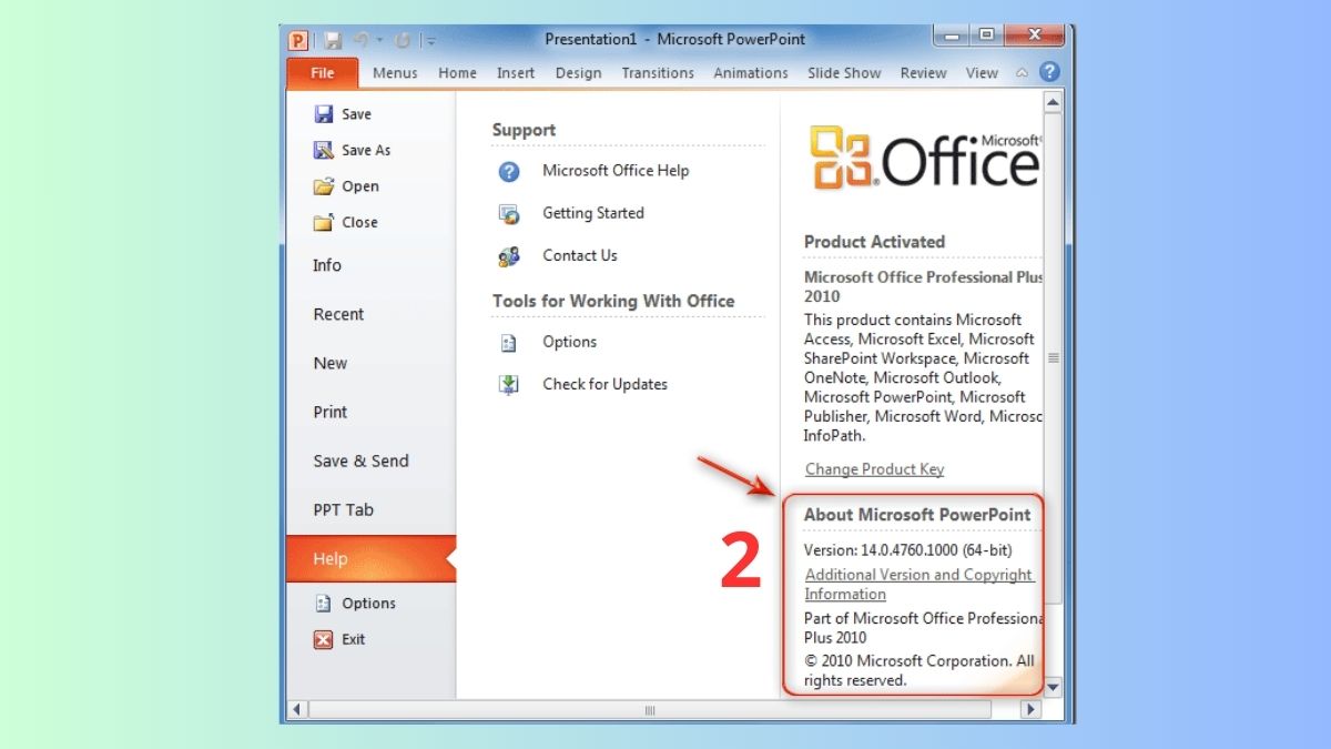 Kiểm tra và cập nhật phiên bản PowerPoint