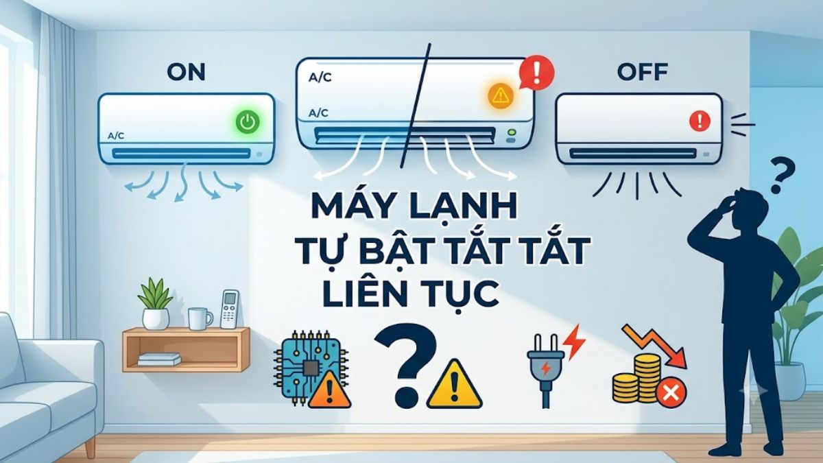 Máy lạnh tự bật tắt liên tục có nguy hiểm không?