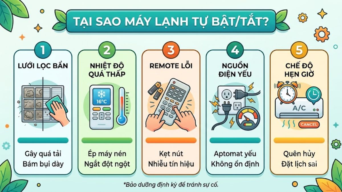 Những sai lầm khiến máy lạnh tự tắt tự mở thường xuyên